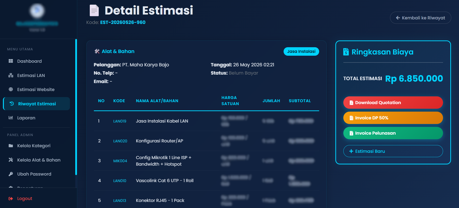 Sistem Manajemen Jasa IT